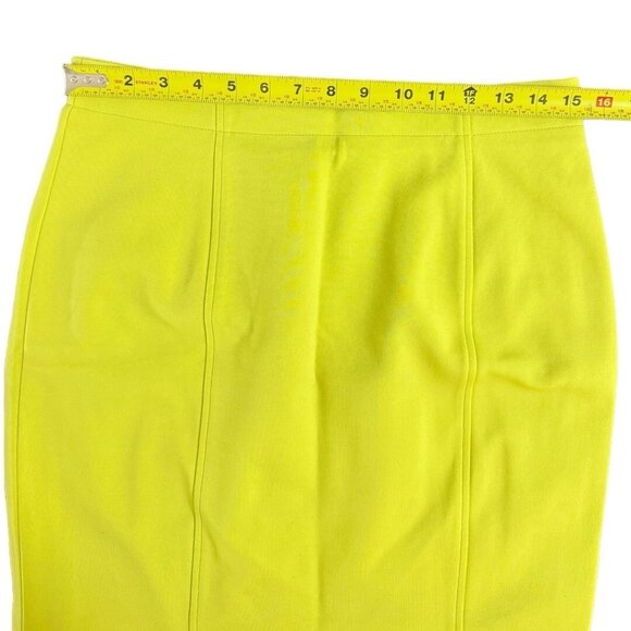 Dana Buchman Y2K Vibrant Neon Yellow‎ Straight Short Skirt Stretch Lined 12 - Picture 13 of 14